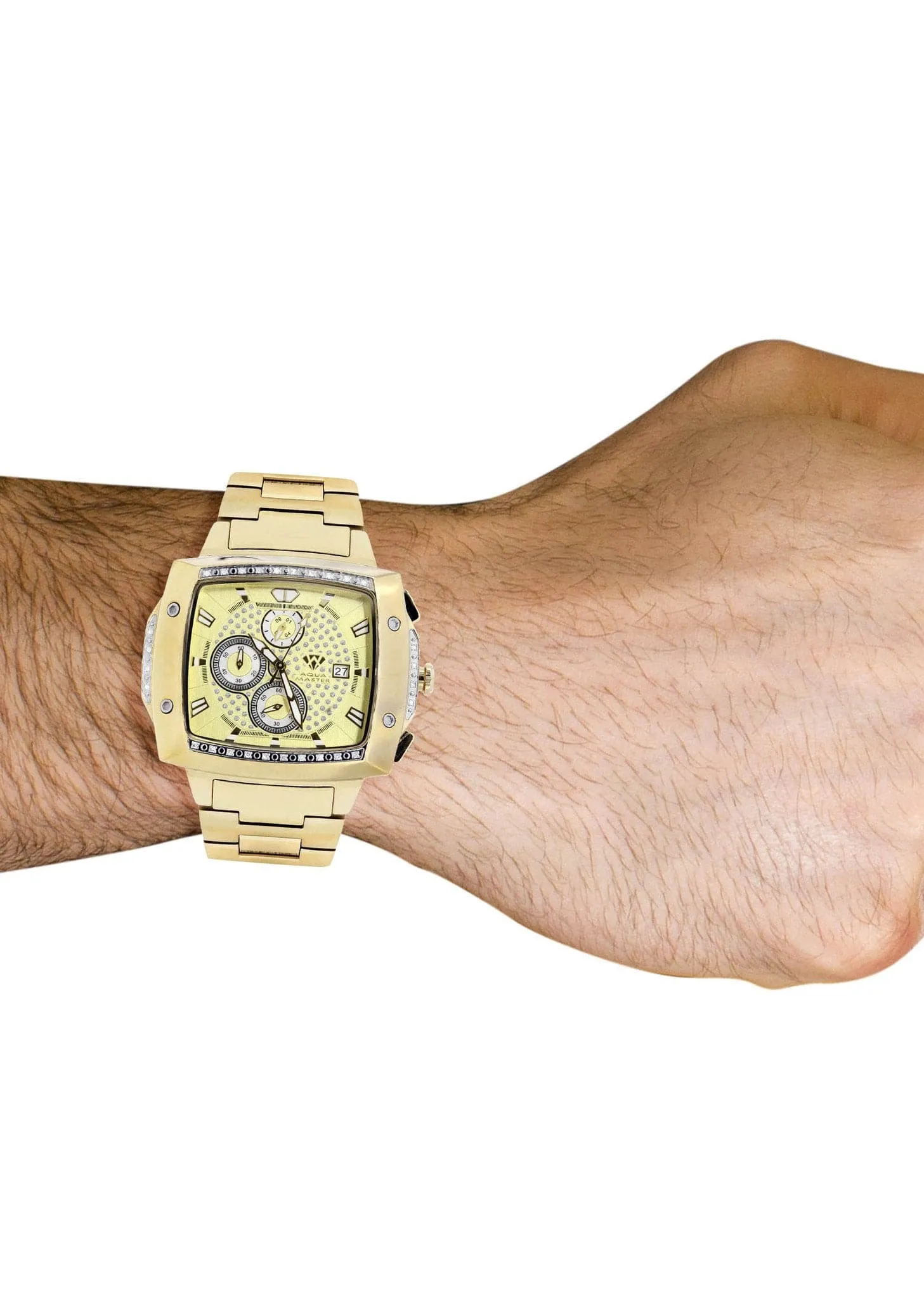 Mens Yellow Gold Tone Diamond Watch | Appx. 0.28 Carats