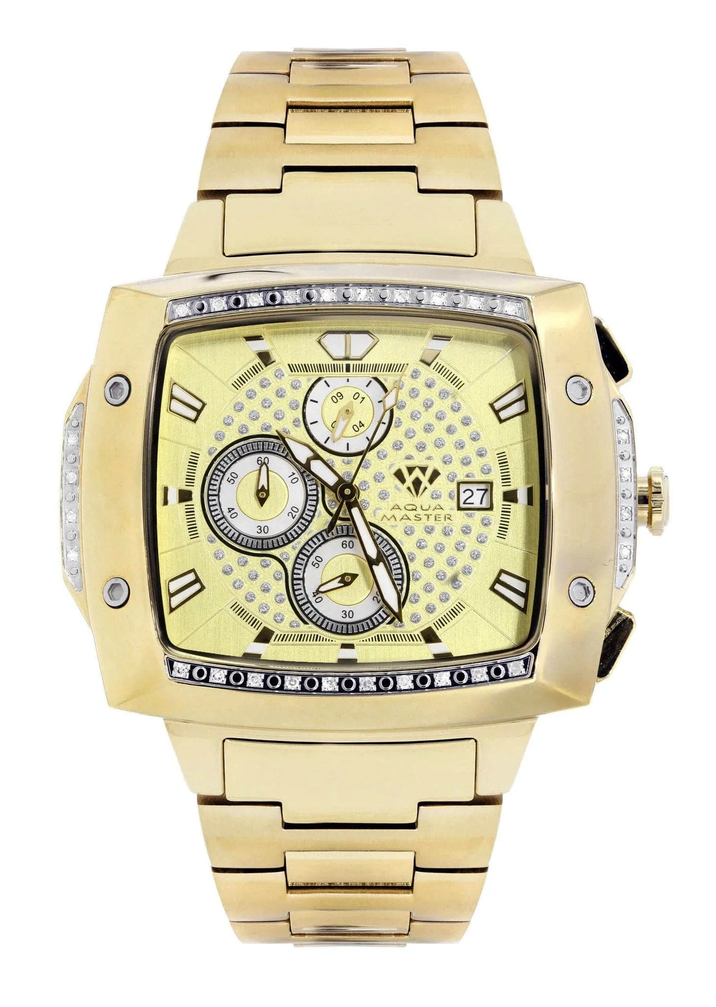 Mens Yellow Gold Tone Diamond Watch | Appx. 0.28 Carats