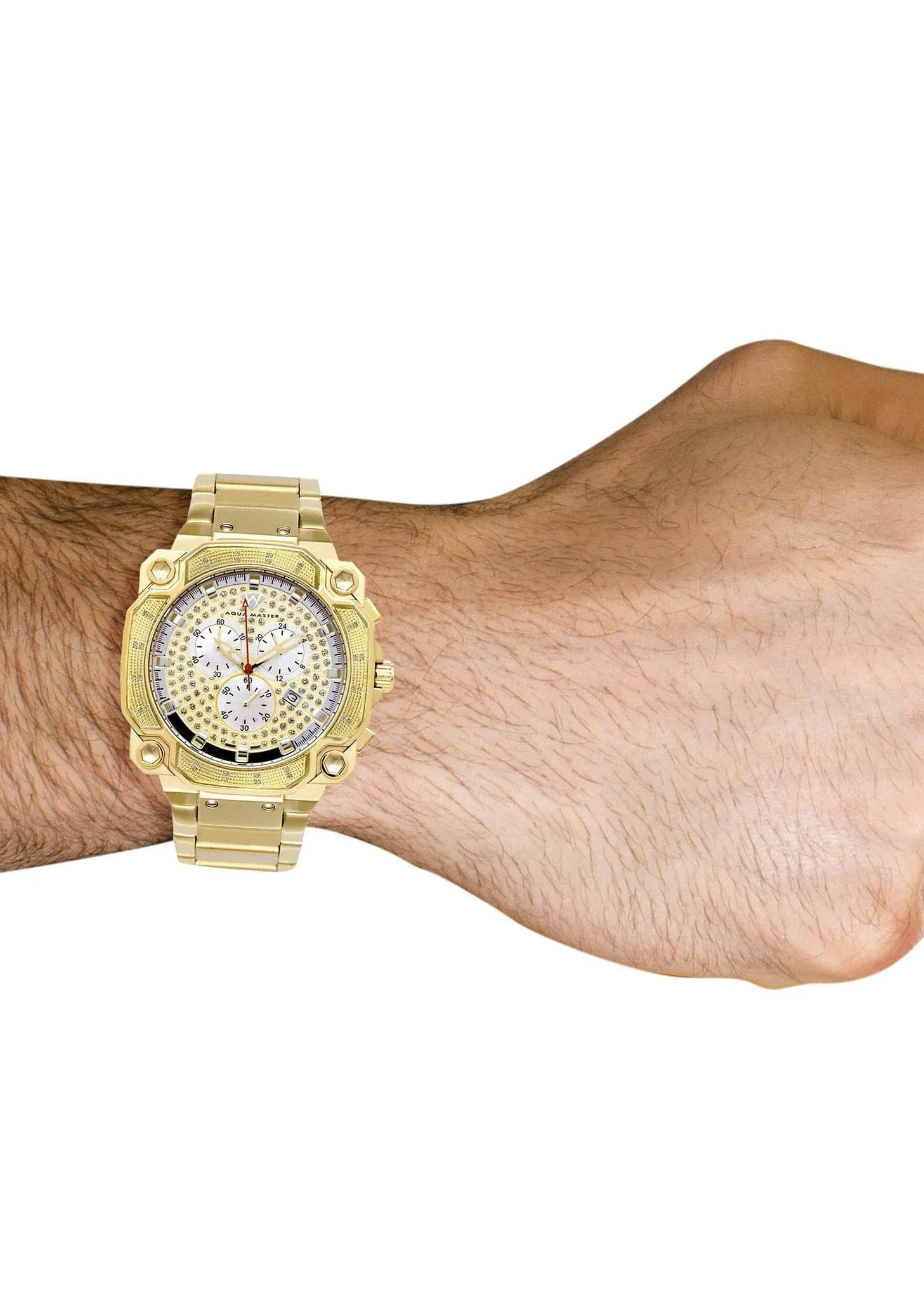 Mens Yellow Gold Tone Diamond Watch | Appx. 0.32 Carats