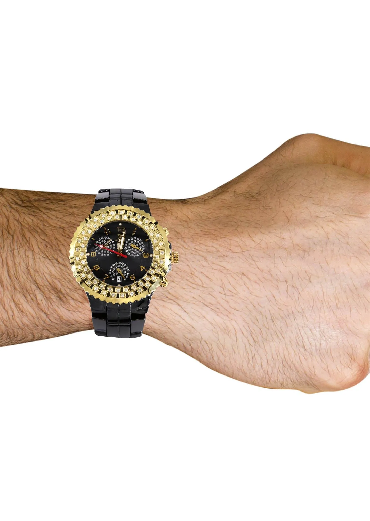Mens Yellow Gold Tone Diamond Watch | Appx. 1.25 Carats