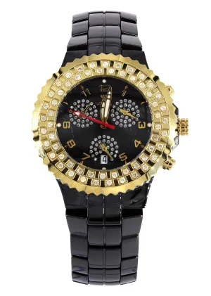Mens Yellow Gold Tone Diamond Watch | Appx. 1.25 Carats