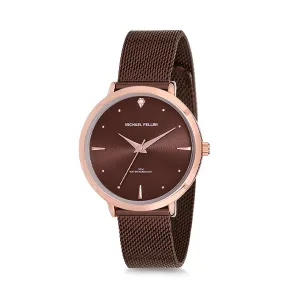 Michael Fellini Brown Mesh Bracelet Brown Dial Quartz Watch for Ladies - MF2147-8