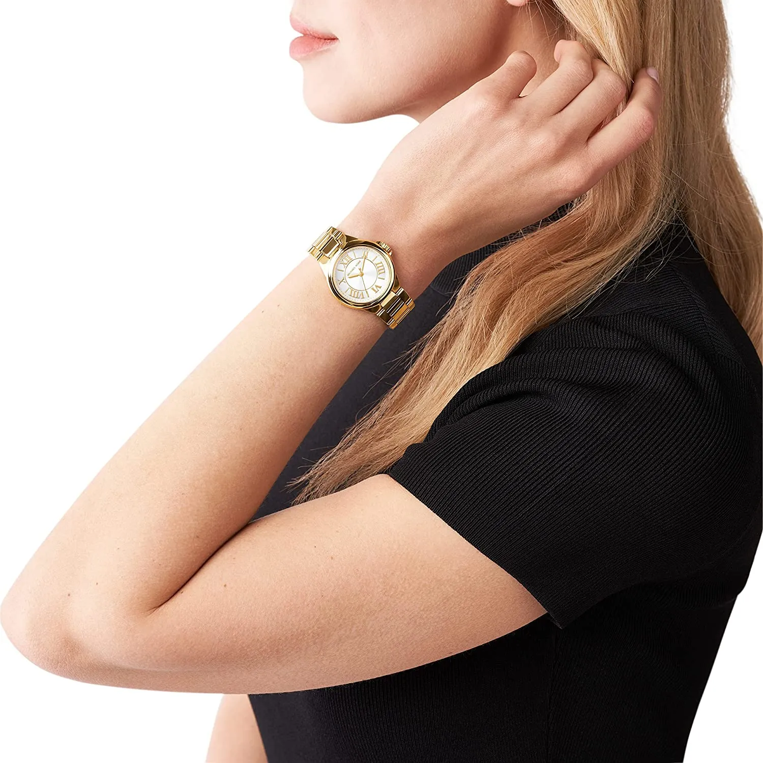 Michael Kors Camille Three-Hand Gold-Tone Stainless Steel Watch (Model: MK7255)