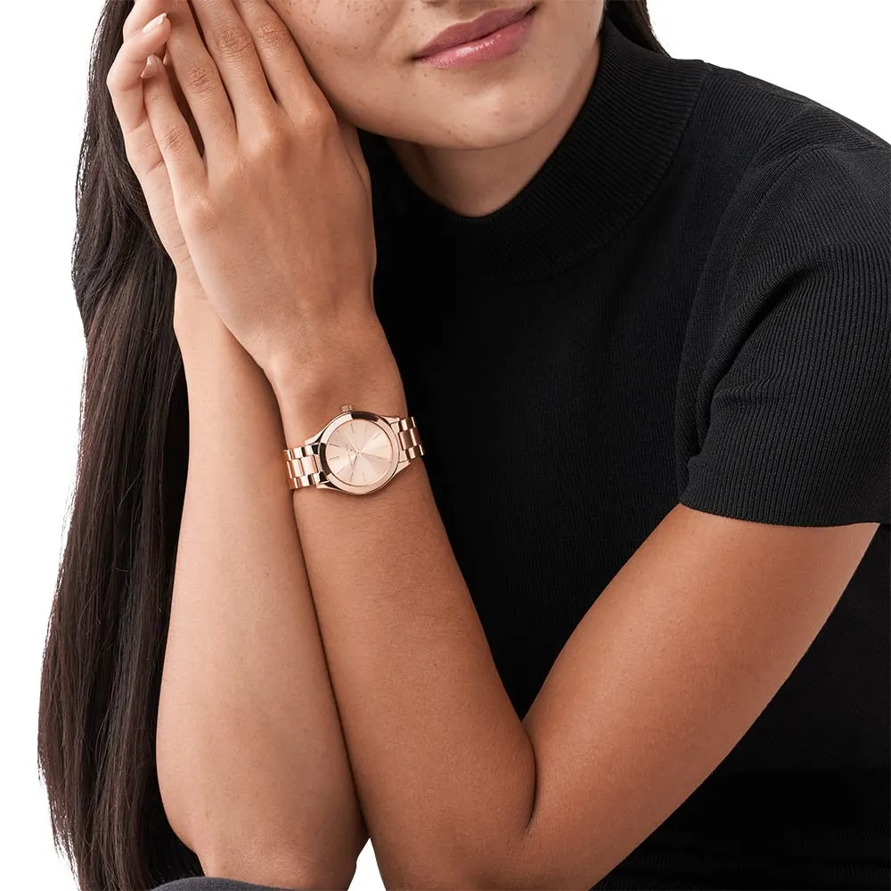 Michael Kors Women's Mini Slim Runway Rose Gold-Tone Watch MK3513