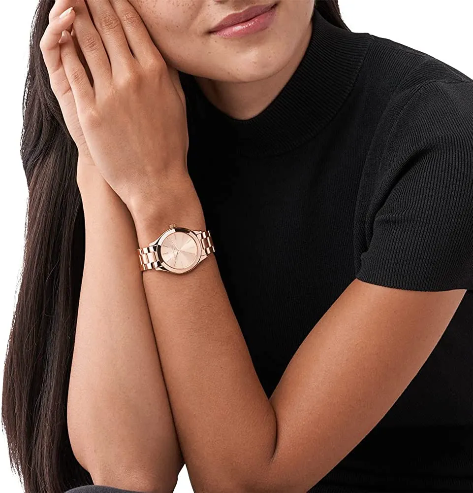 Michael Kors Women's Mini Slim Runway Rose Gold-Tone Watch MK3513