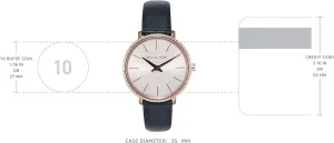 Michael Kors Women's Pyper Stainless Steel Quartz Watch with Leather Strap, Rose Gold/Blue/White, 14
