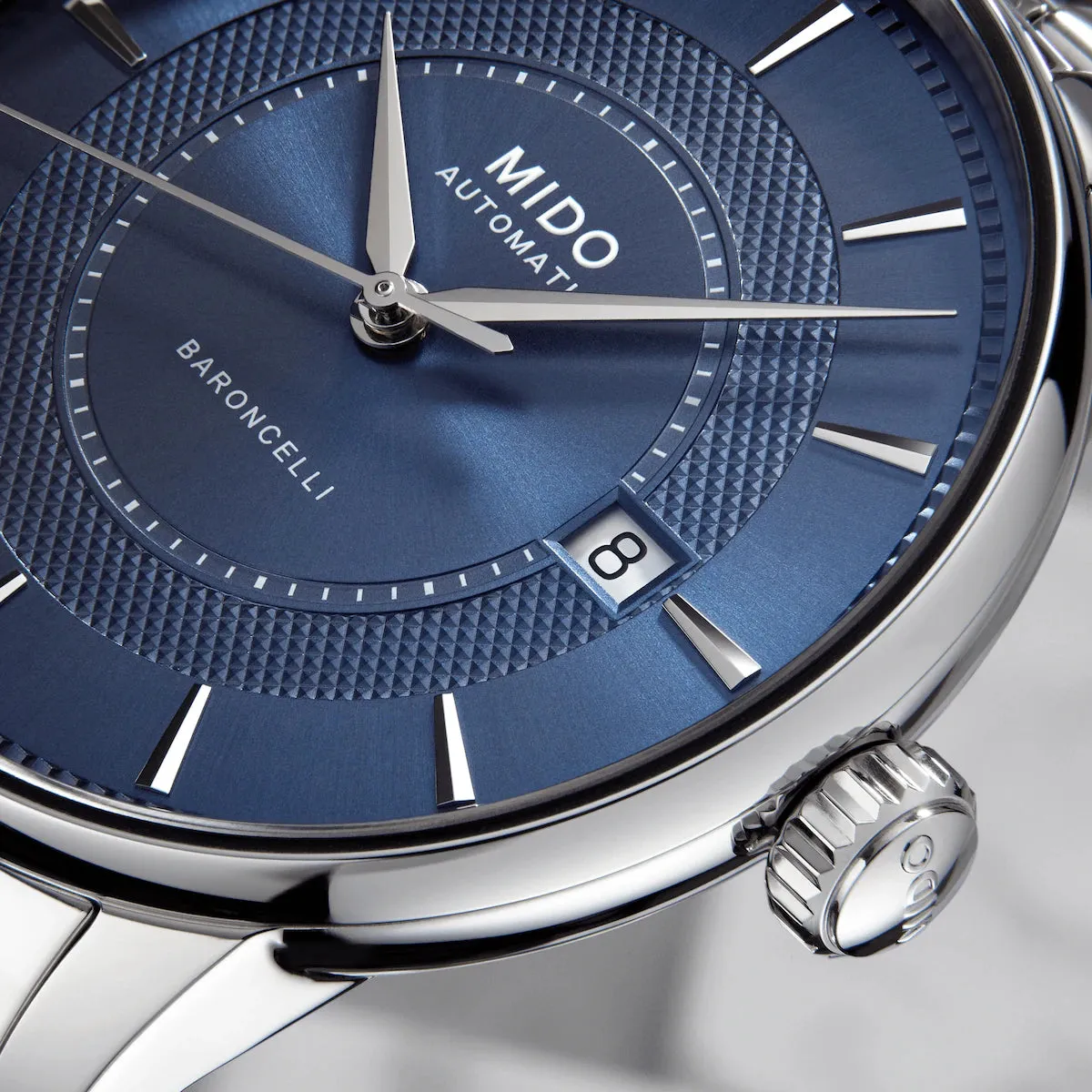 MIDO BARONCELLI SIGNATURE BLUE ON BRACELET