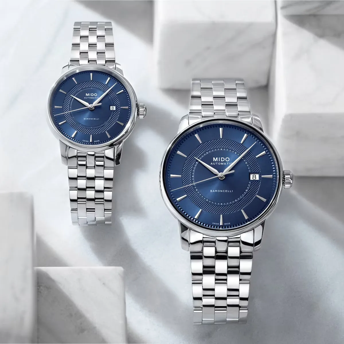 MIDO BARONCELLI SIGNATURE BLUE ON BRACELET