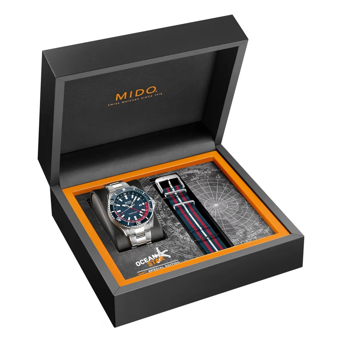 MIDO OCEAN STAR GMT -SPECIAL EDITION WITH 1 EXTRA STRAP