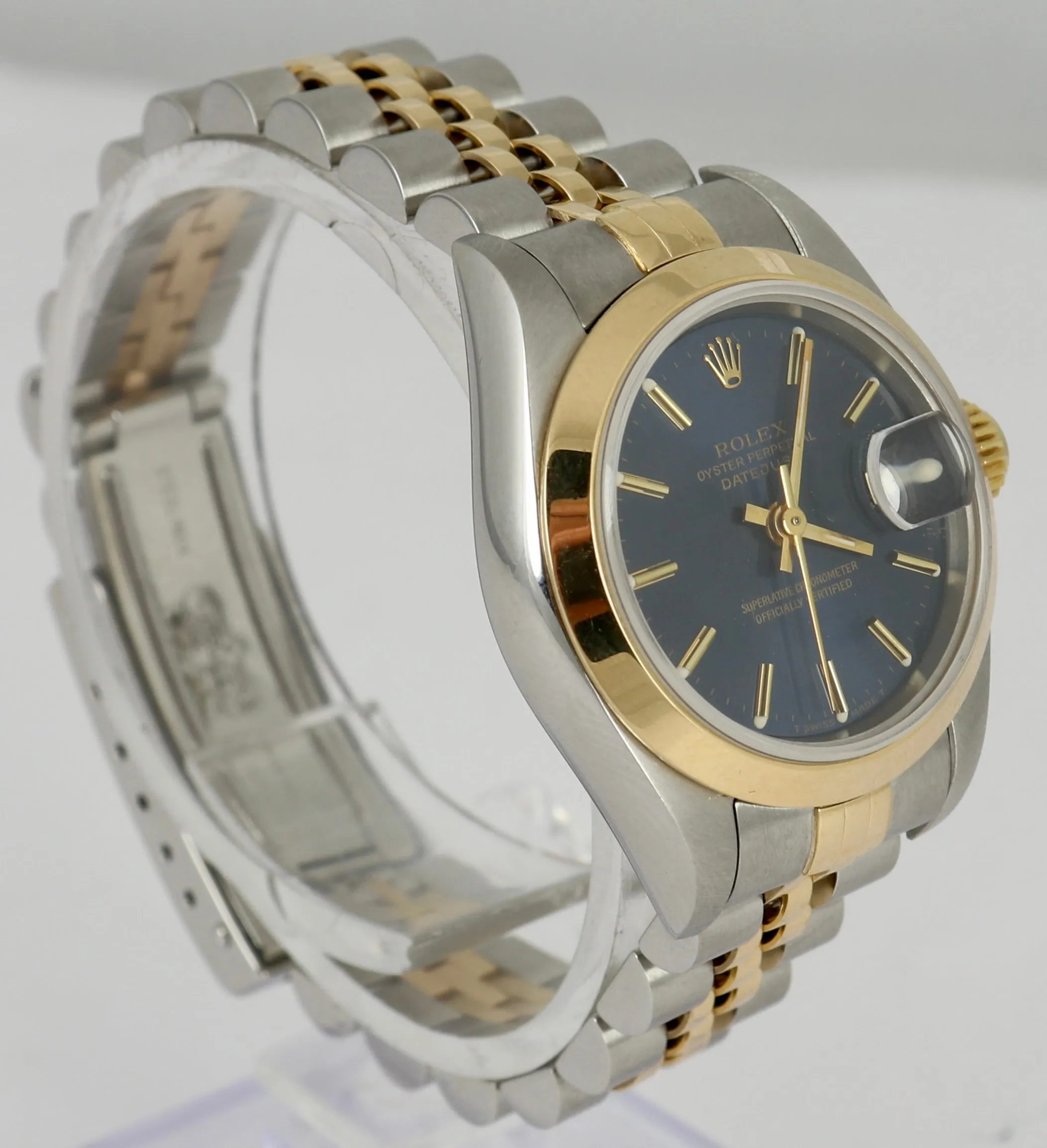 MINT Ladies DateJust 26mm Two-Tone Blue NO-HOLES CASE Gold Watch 69163 B P