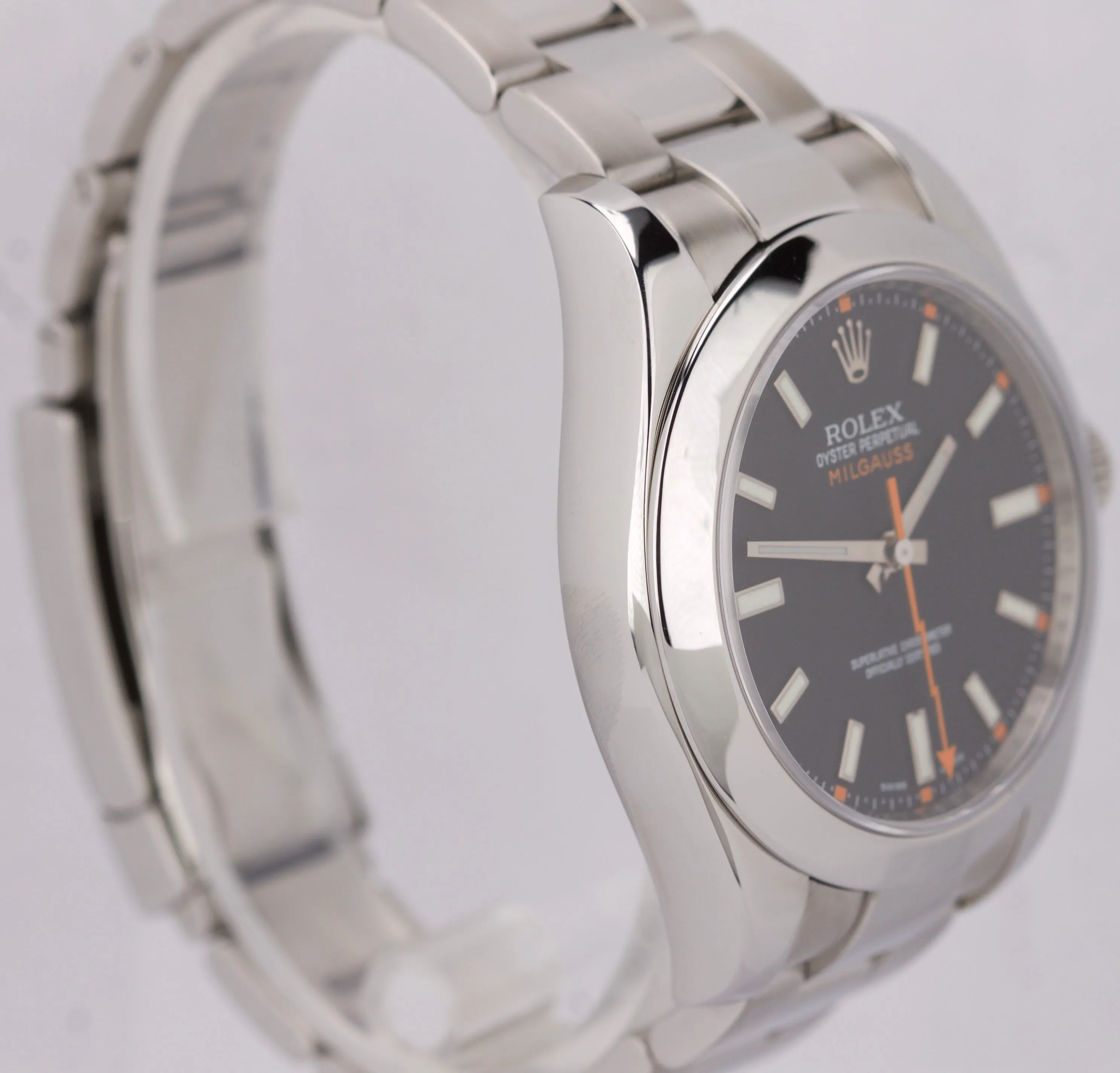 MINT Men's Rolex Milgauss 116400 Stainless Steel Black Anti-Magnetic 40mm Watch