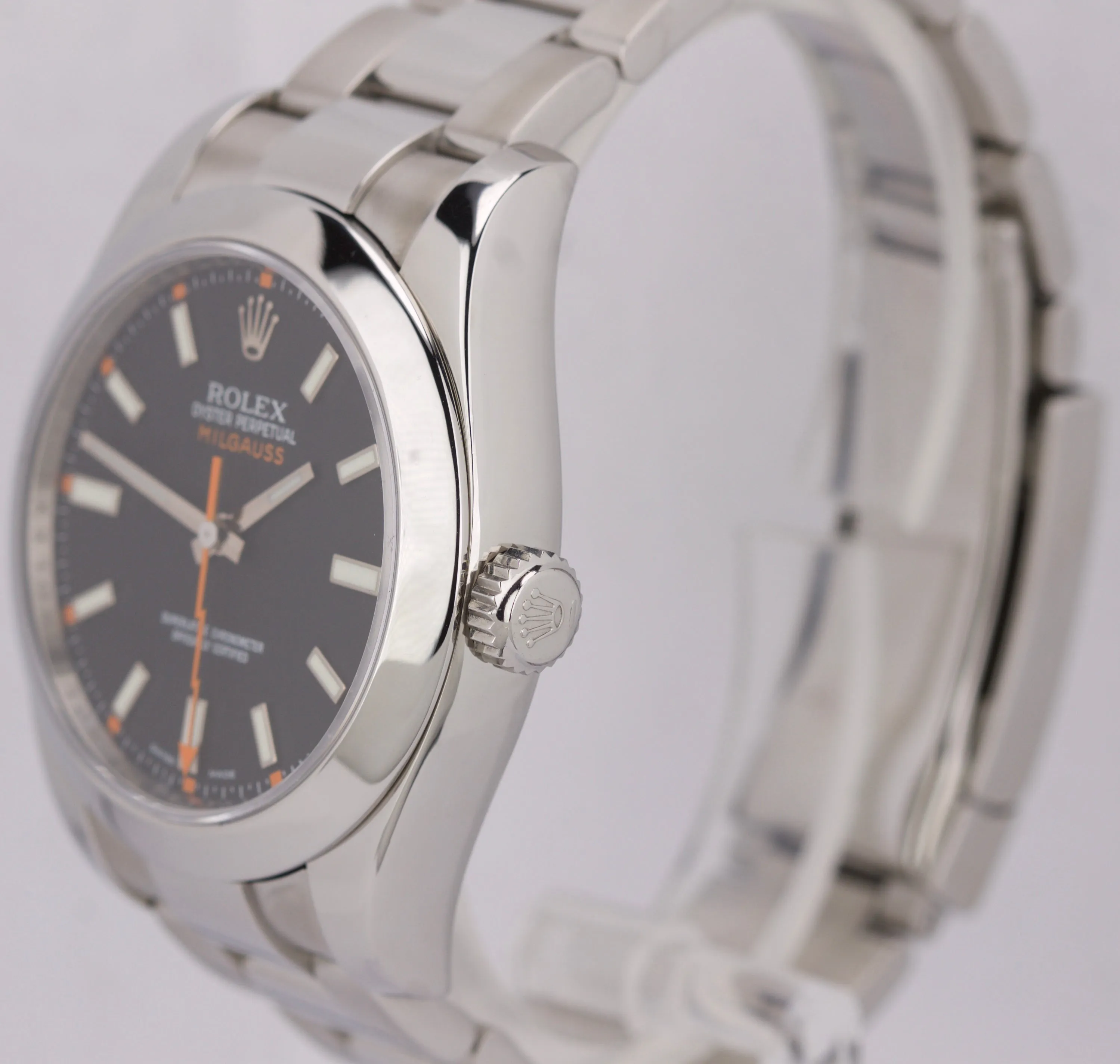 MINT Men's Rolex Milgauss 116400 Stainless Steel Black Anti-Magnetic 40mm Watch