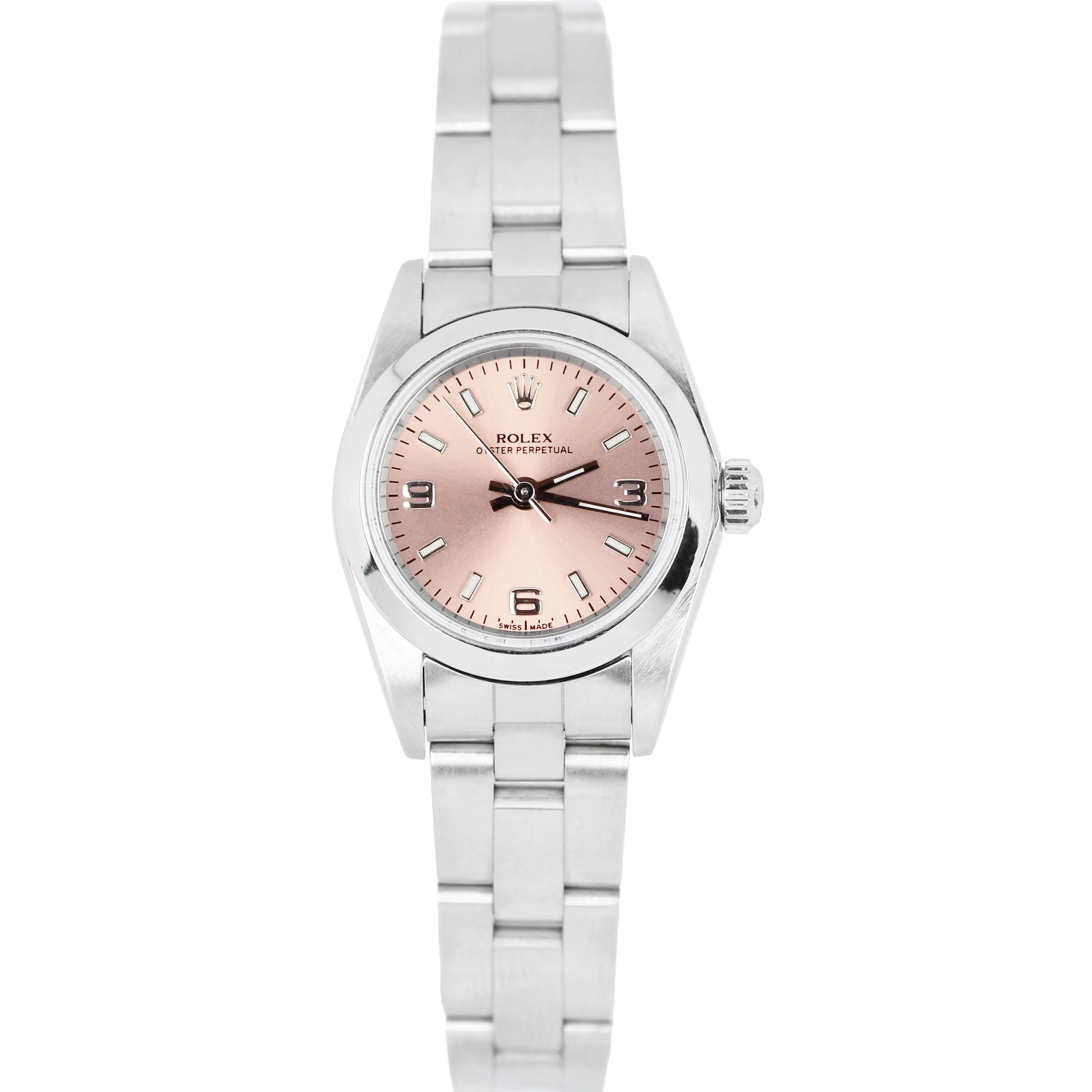 MINT Rolex Oyster Perpetual 24mm Rose Arabic NO-HOLES 76080 Watch
