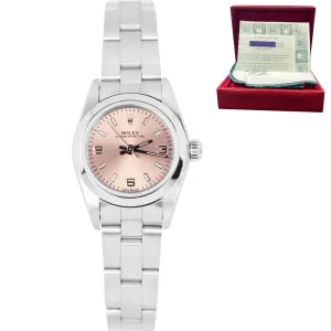 MINT Rolex Oyster Perpetual 24mm Rose Arabic NO-HOLES 76080 Watch