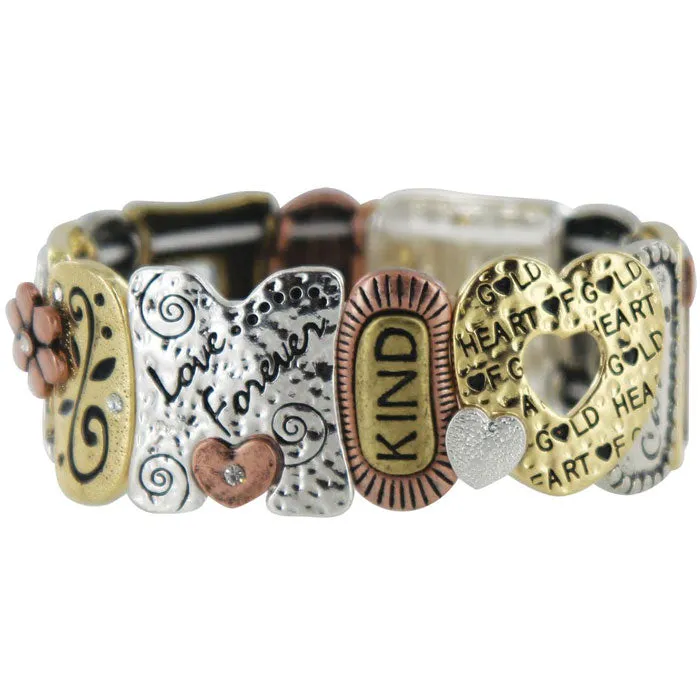 Mother Tri-Tone Stretch Bracelet