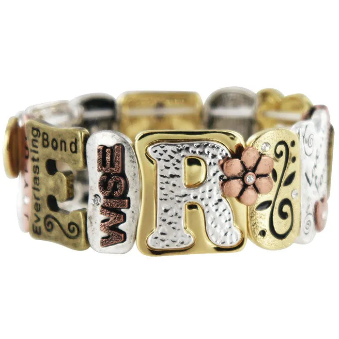 Mother Tri-Tone Stretch Bracelet