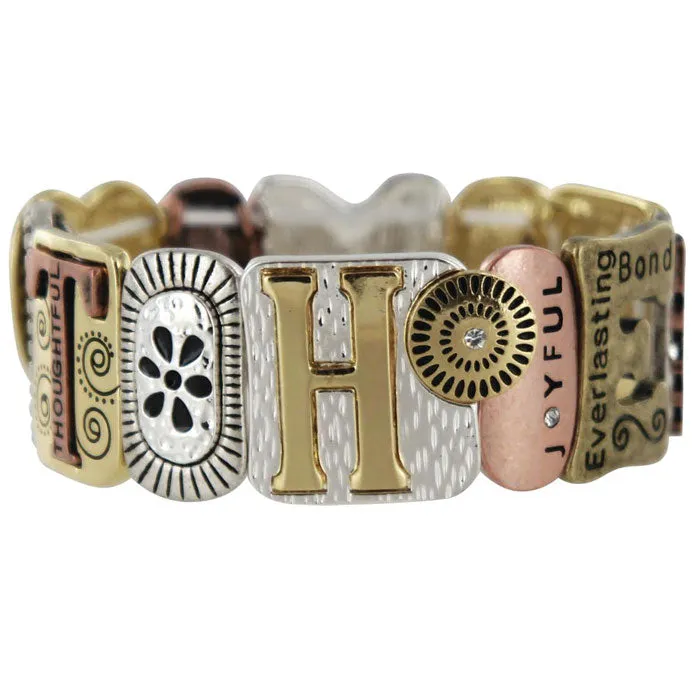Mother Tri-Tone Stretch Bracelet