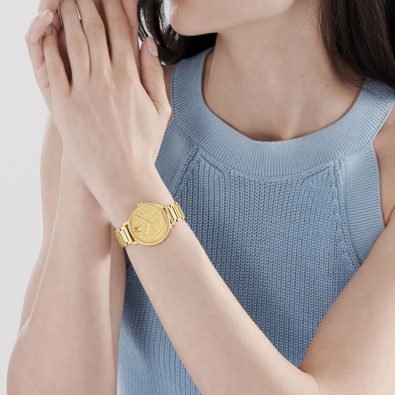 Movado Bold Evolution 2.0 Ladies Gold Tone and Crystal Dial Watch