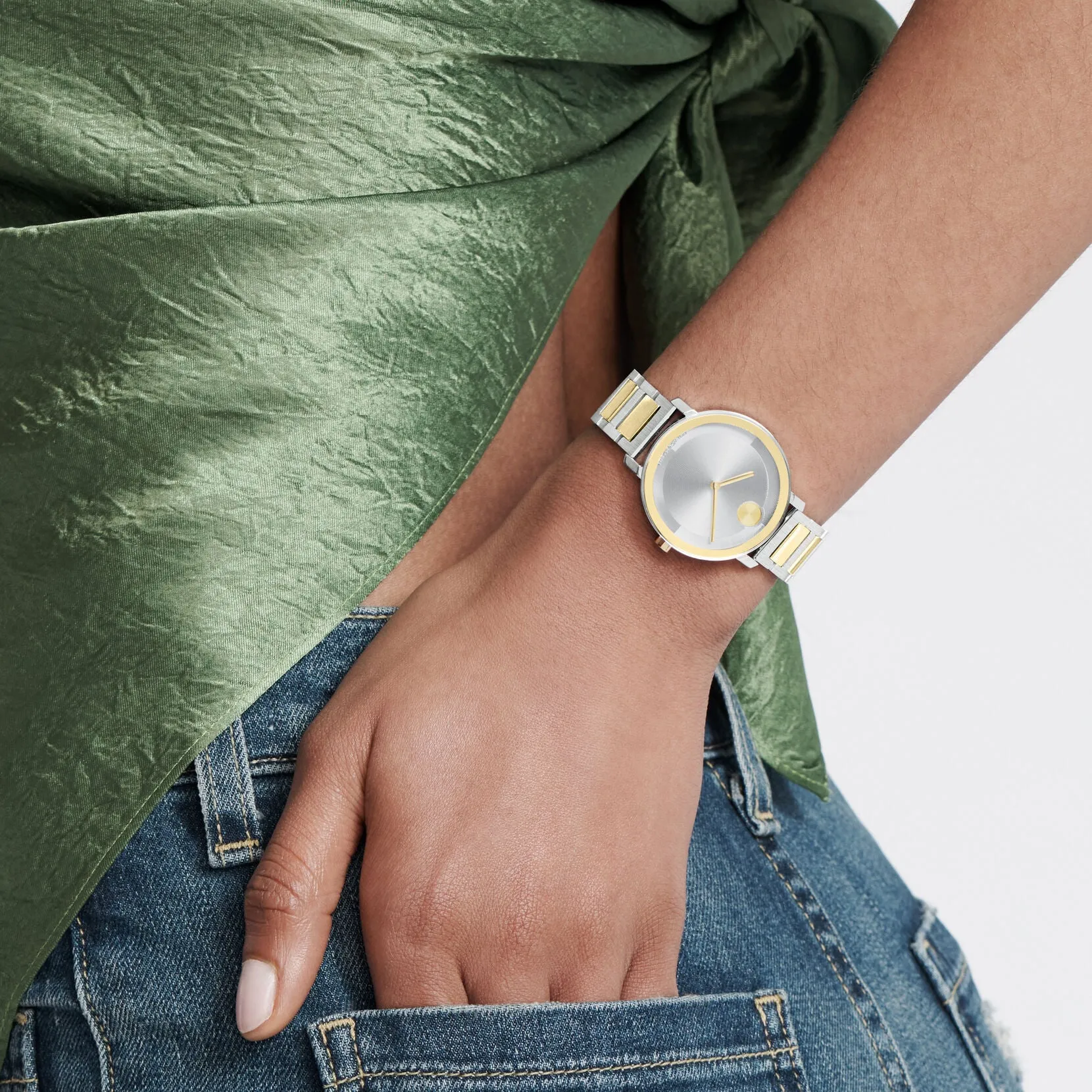 Movado Bold Evolution 2.0 Ladies Two Tone Silver Dial Watch