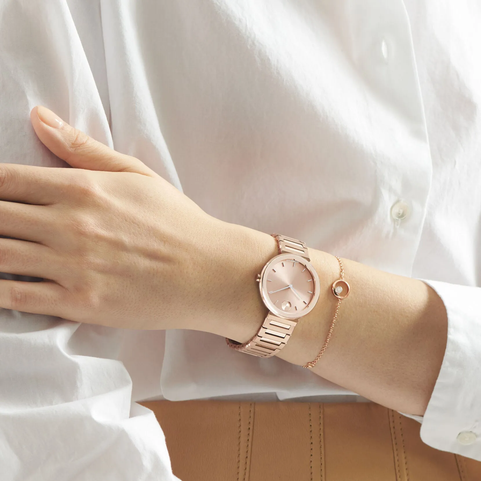 Movado Bold Horizon Ladies Rose Tone Watch