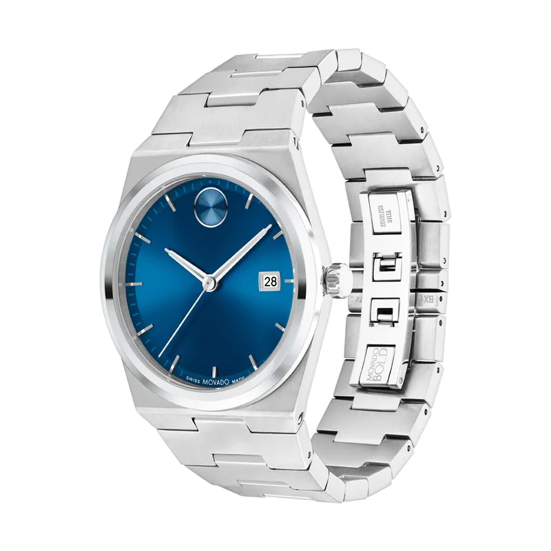 Movado Bold Quest Mens Stainless Steel Blue Dial Watch