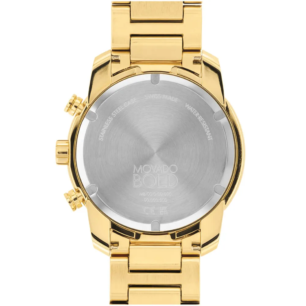 Movado BOLD VERSO Yellow Gold Ion-Plated Quartz Chronograph Watch 3600866
