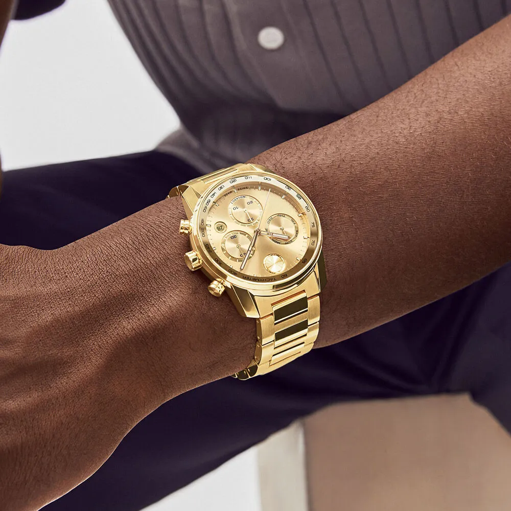 Movado BOLD VERSO Yellow Gold Ion-Plated Quartz Chronograph Watch 3600866