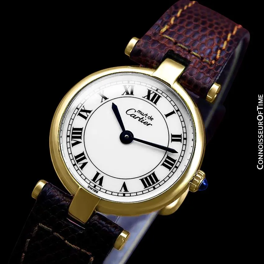 Must De Cartier Vendome Ladies Vermeil Watch - 18K Gold Over Sterling Silver