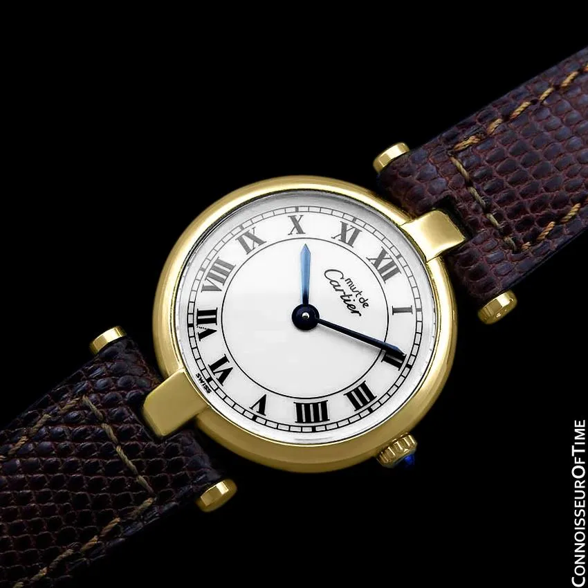Must De Cartier Vendome Ladies Vermeil Watch - 18K Gold Over Sterling Silver