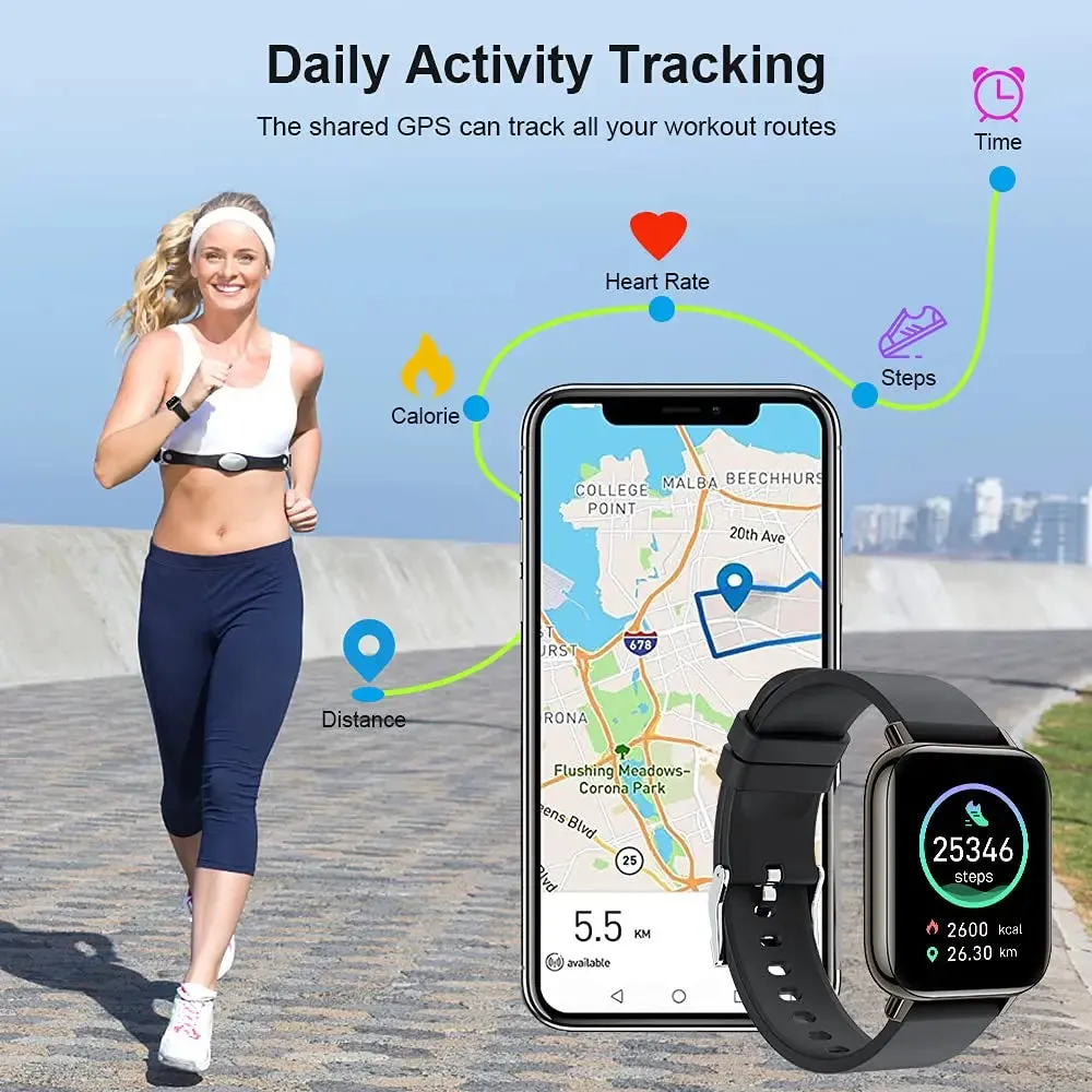 Nerunsa Smart Watch, Fitness Tracker Watch for Men Women, 1.69'' Touch Smartwatch Fitness Watch with Pedometer/Sleep Monitor.