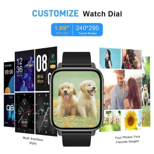 Nerunsa Smart Watch, Fitness Tracker Watch for Men Women, 1.69'' Touch Smartwatch Fitness Watch with Pedometer/Sleep Monitor.