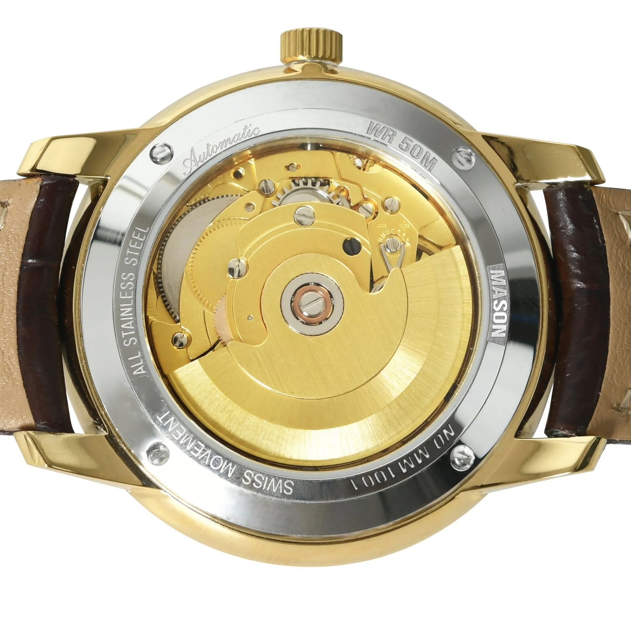 New Men's Stainless Steel Swiss Automatic ETA Masonic Dress Watch, 40mm