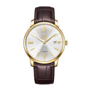 New Men's Stainless Steel Swiss Automatic ETA Masonic Dress Watch, 40mm