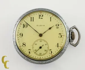Nickel Elgin Antique Open Face Pocket Watch Grade 302 Size 12 15 Jewel