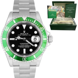 NOS NEW STICKERED Rolex Submariner Date Green KERMIT 50th Ann. 16610 LV Watch