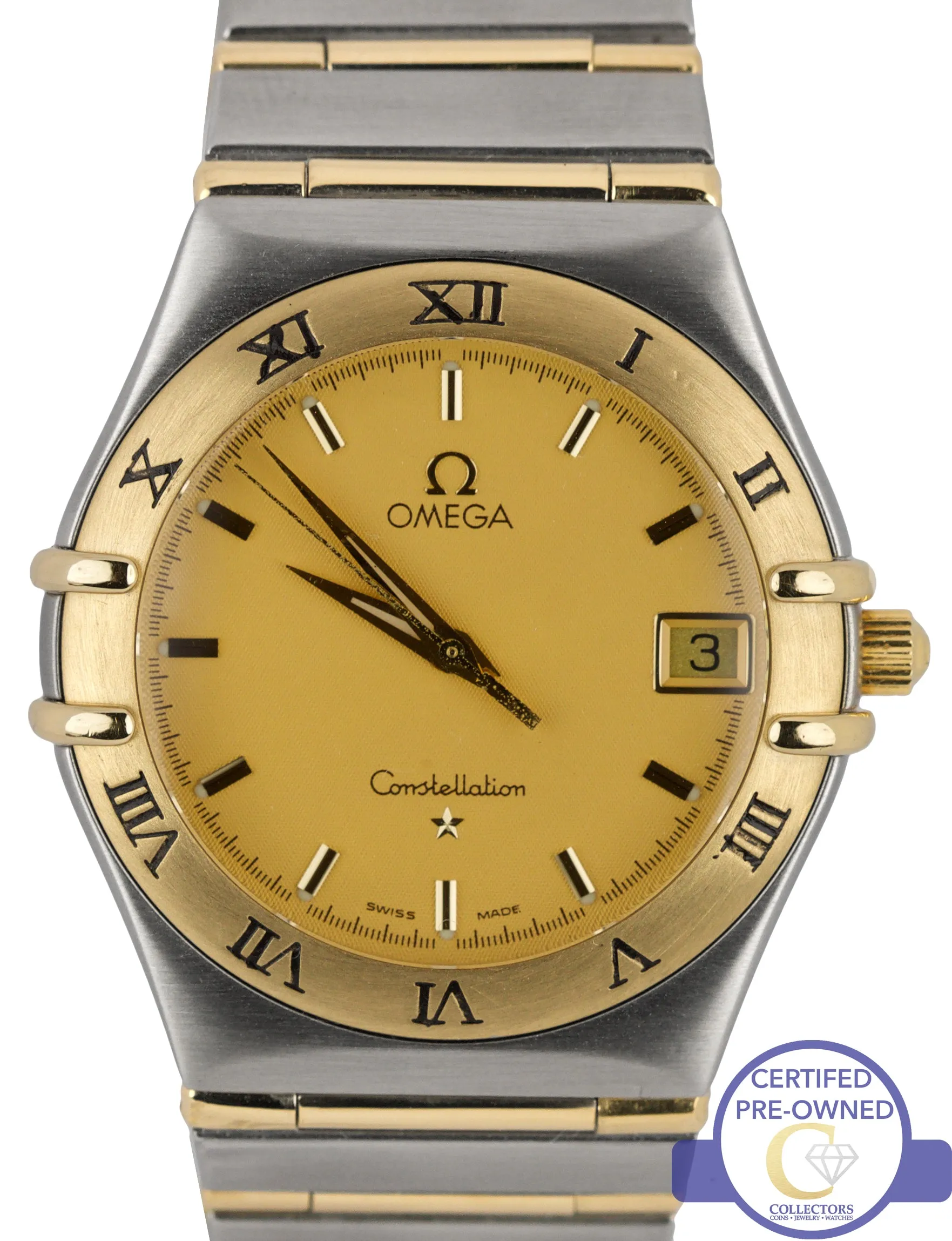 Omega Constellation 1212.10.00 33.5mm Two-Tone 'Full Bar' Quartz Date Watch