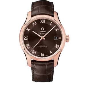 Omega De Ville Hour Vision 41 mm, Sedna™ gold on leather strap