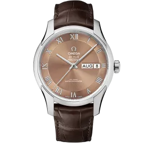 Omega De Ville Hour Vision 41 mm, steel on leather strap