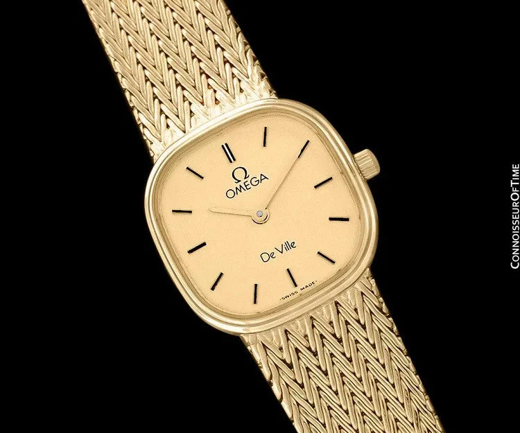Omega De Ville Ladies Bracelet Dress Quartz Watch - 18K Gold Plated & Stainless Steel