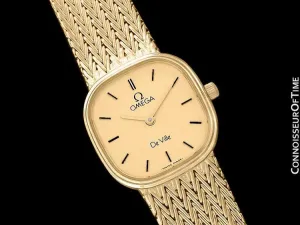 Omega De Ville Ladies Bracelet Dress Quartz Watch - 18K Gold Plated & Stainless Steel