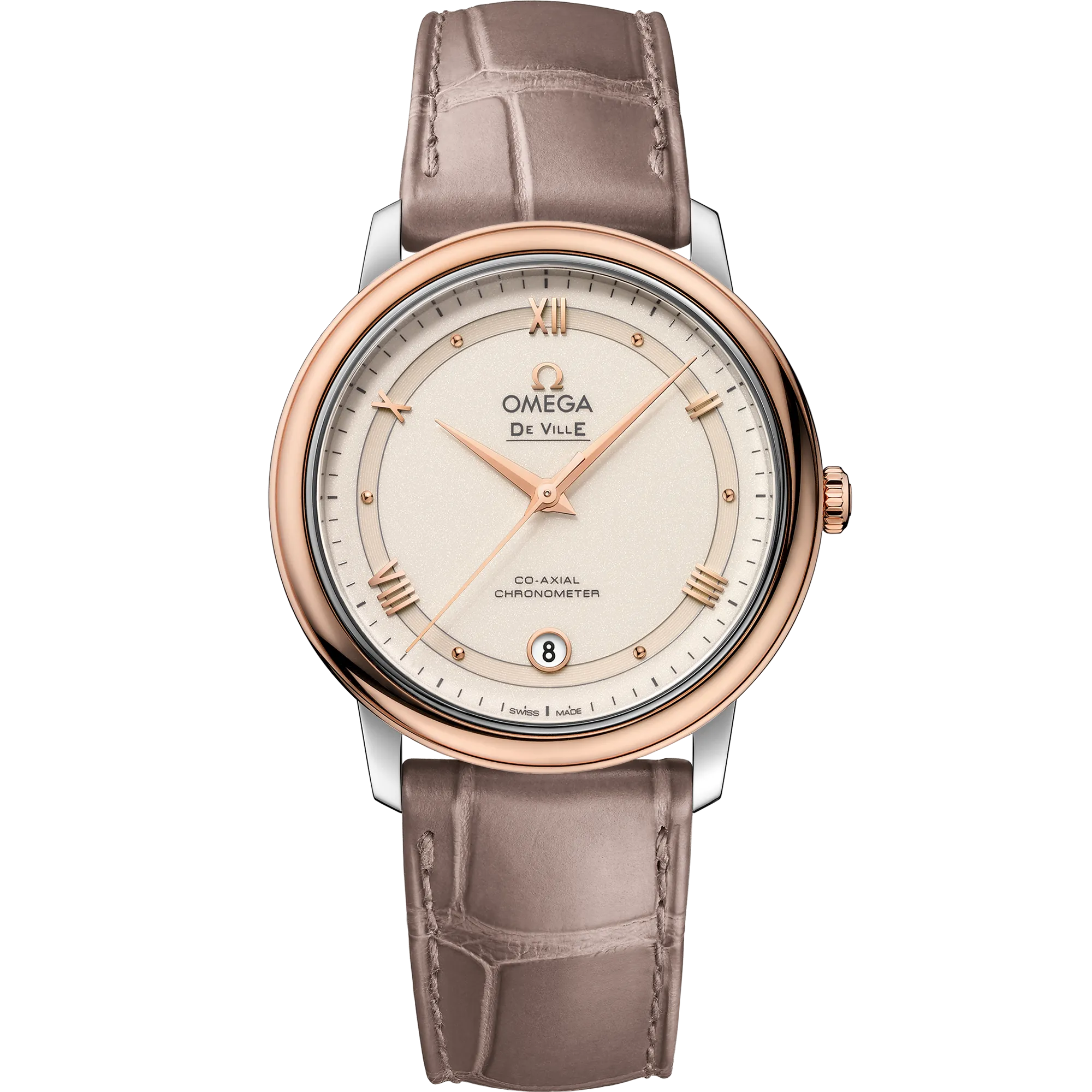Omega De Ville Prestige 36.8 mm, steel - red gold on leather strap