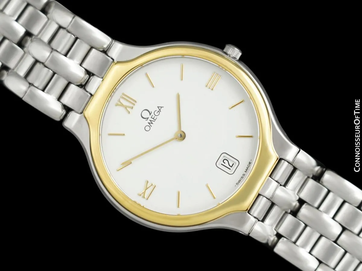 Omega De Ville "SYMBOL" Mens Stainless Steel & Solid 18K Gold Watch - Papers & Tag