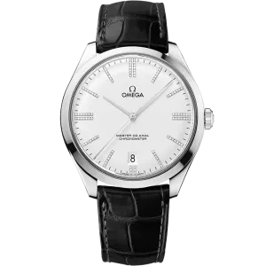 Omega De Ville Trésor 40 mm, white gold on leather strap