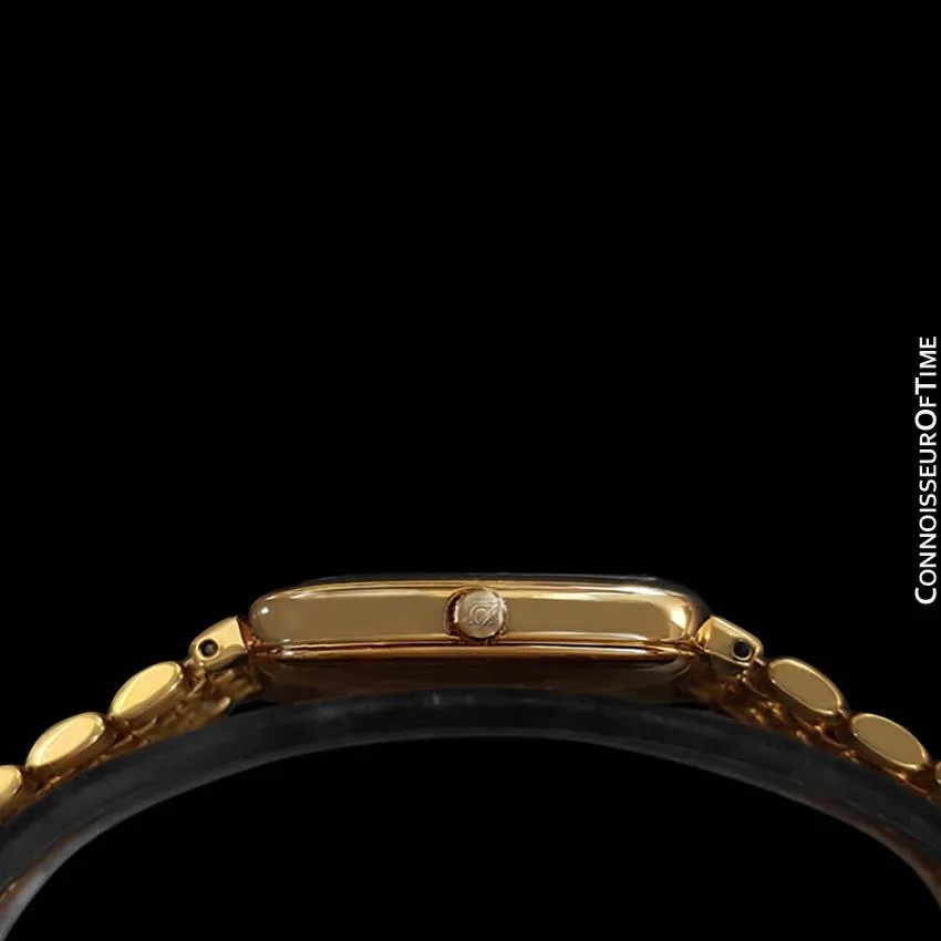 Omega DeVille Midsize Mens Ultra Thin Dress Watch with Bracelet - 18K Gold Plated