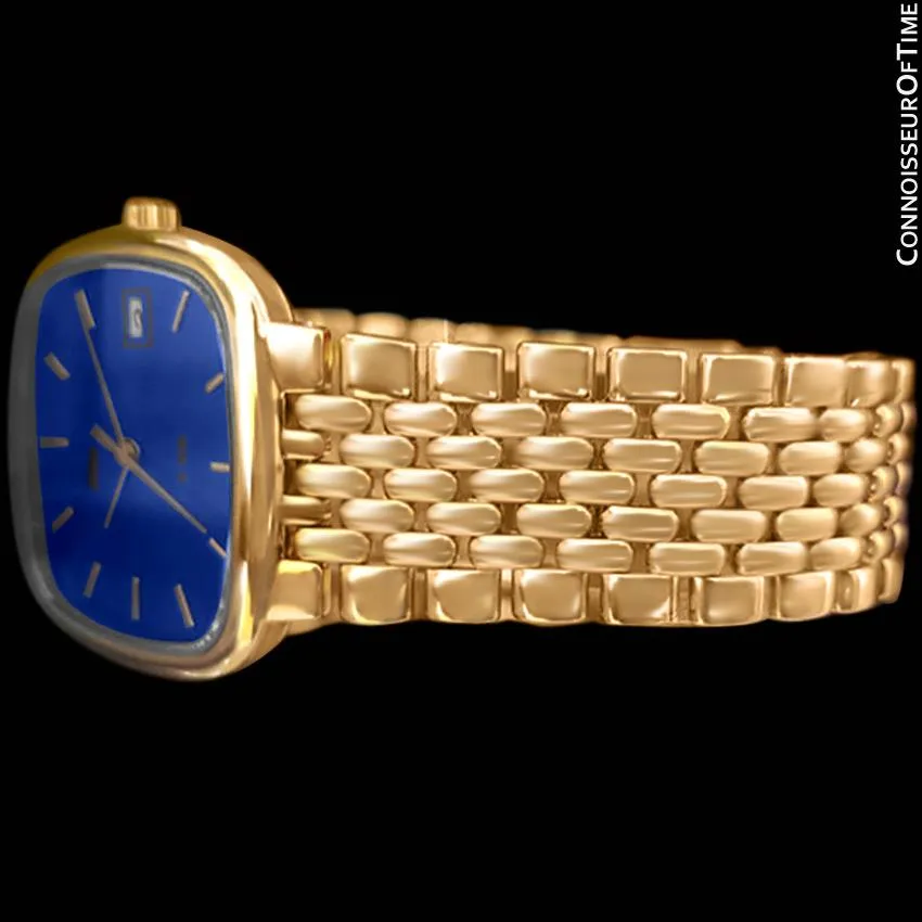Omega DeVille Midsize Mens Ultra Thin Dress Watch with Bracelet - 18K Gold Plated