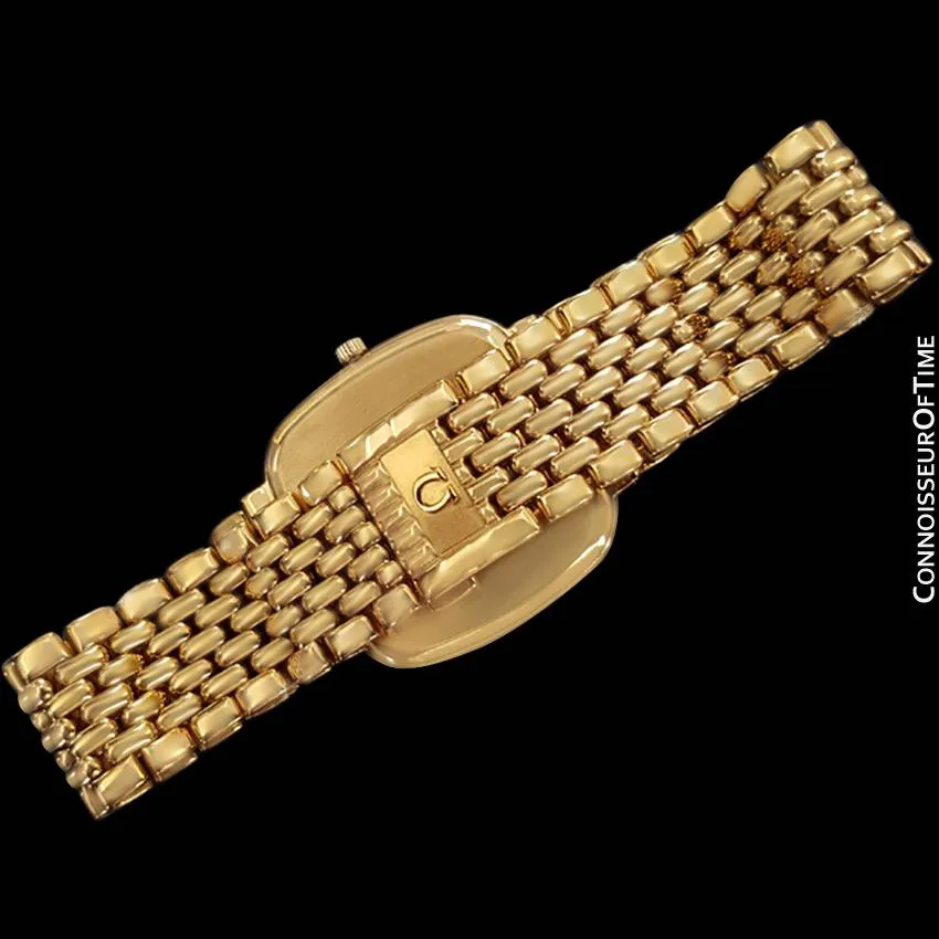 Omega DeVille Midsize Mens Ultra Thin Dress Watch with Bracelet - 18K Gold Plated