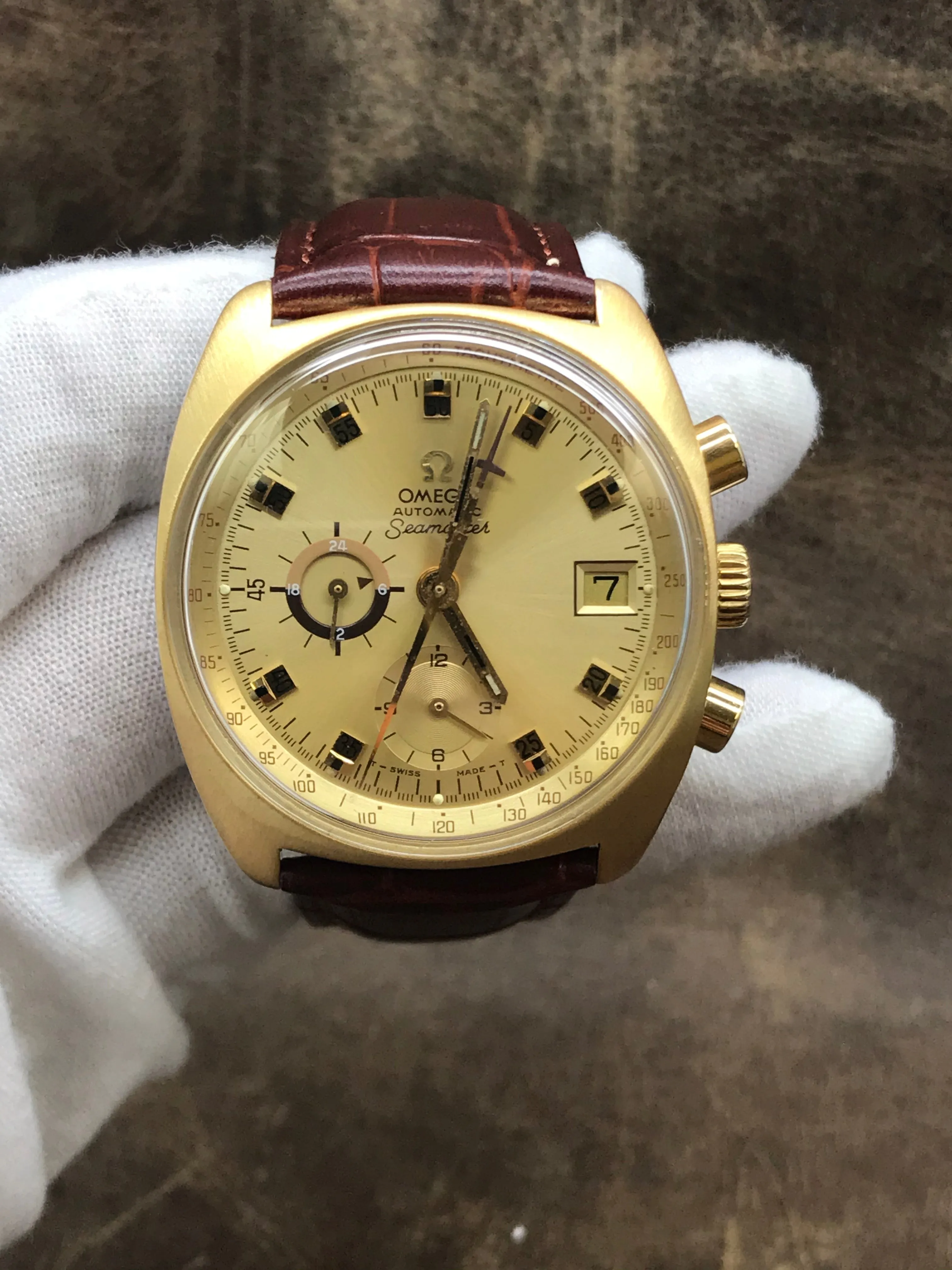 Omega Seamaster Chronograph 176.007 Gold Dial Automatic  Men's Watch