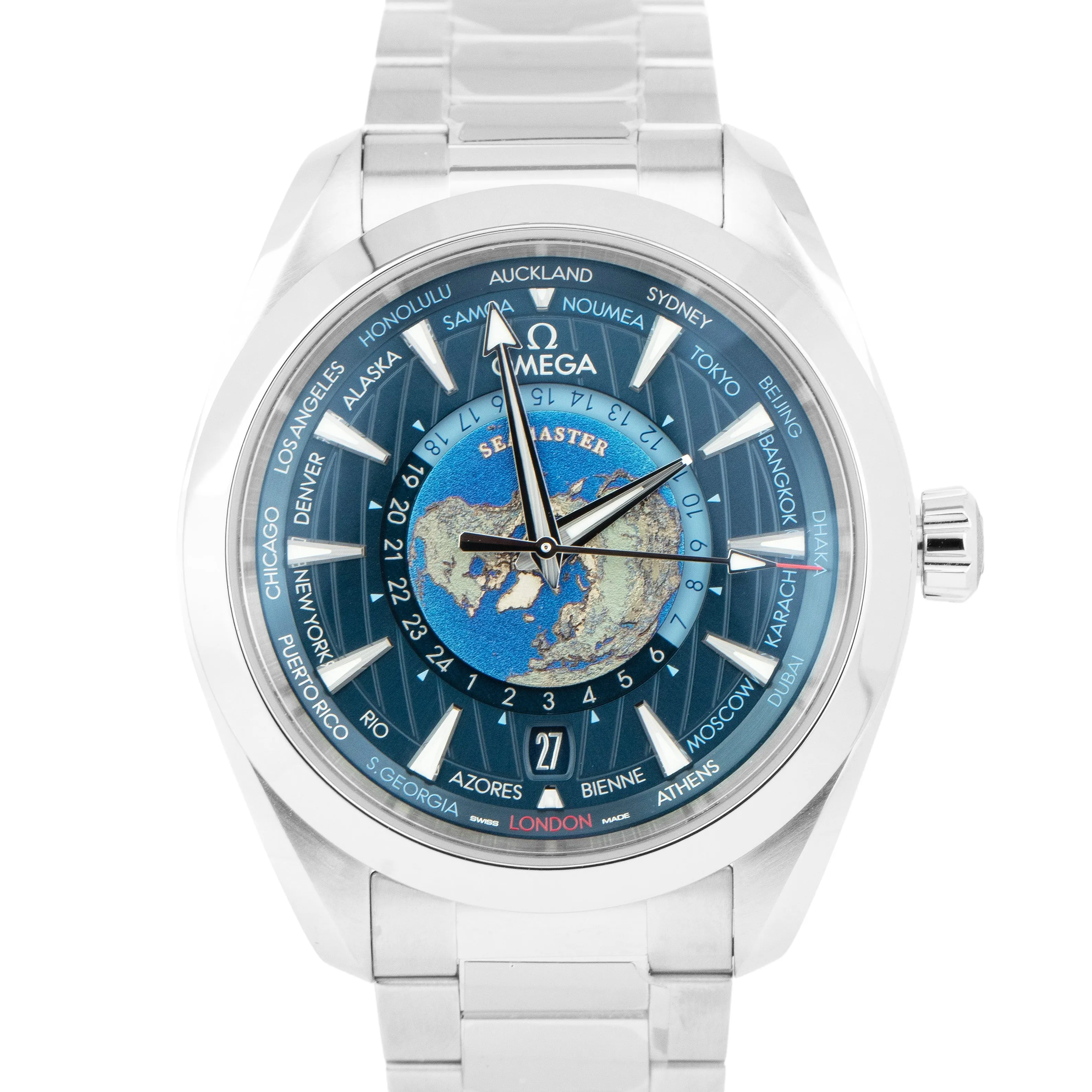 Omega Seamaster Worldtimer Aqua Terra 43mm Steel Blue 220.10.43.22.03.001 CARD