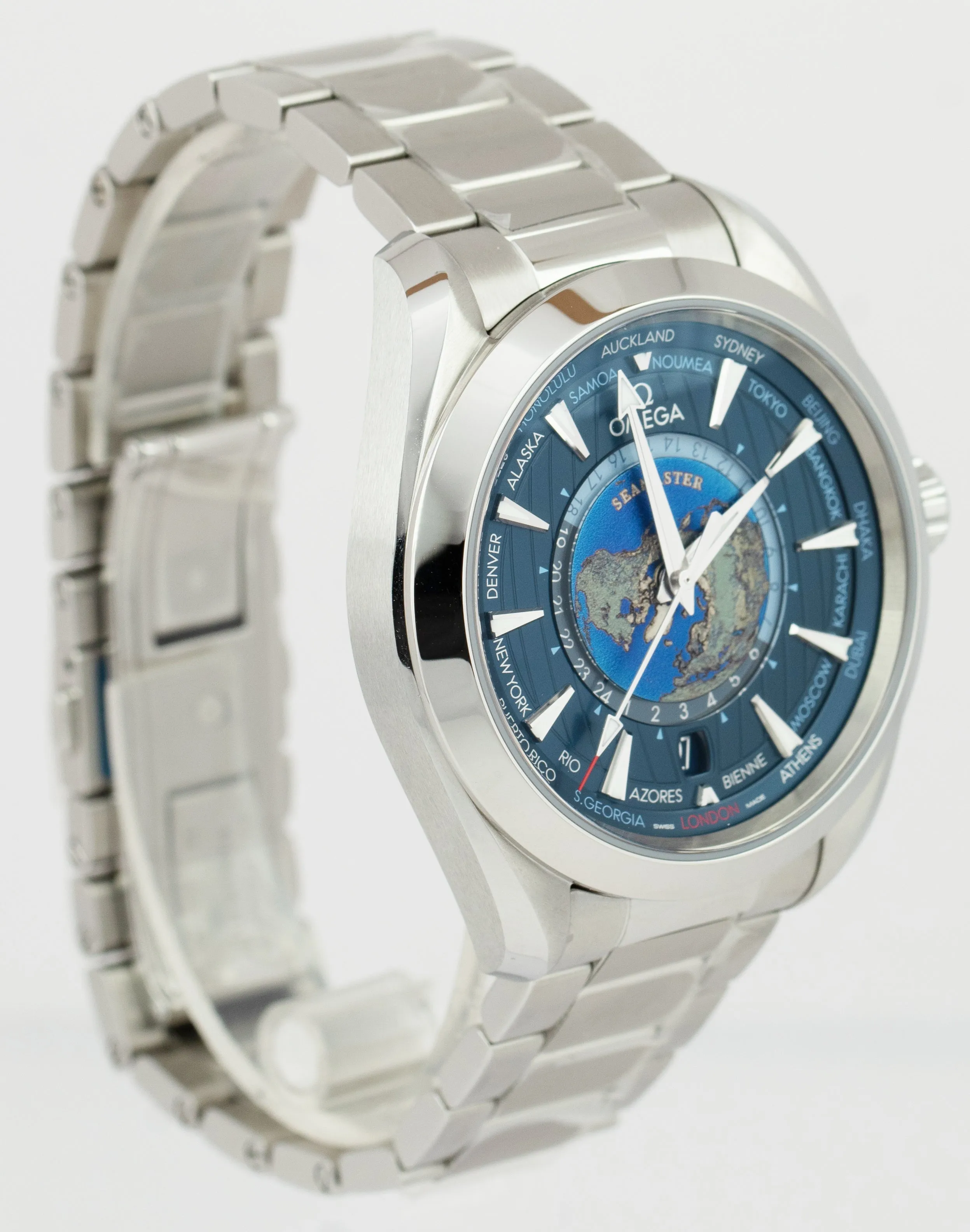 Omega Seamaster Worldtimer Aqua Terra 43mm Steel Blue 220.10.43.22.03.001 CARD