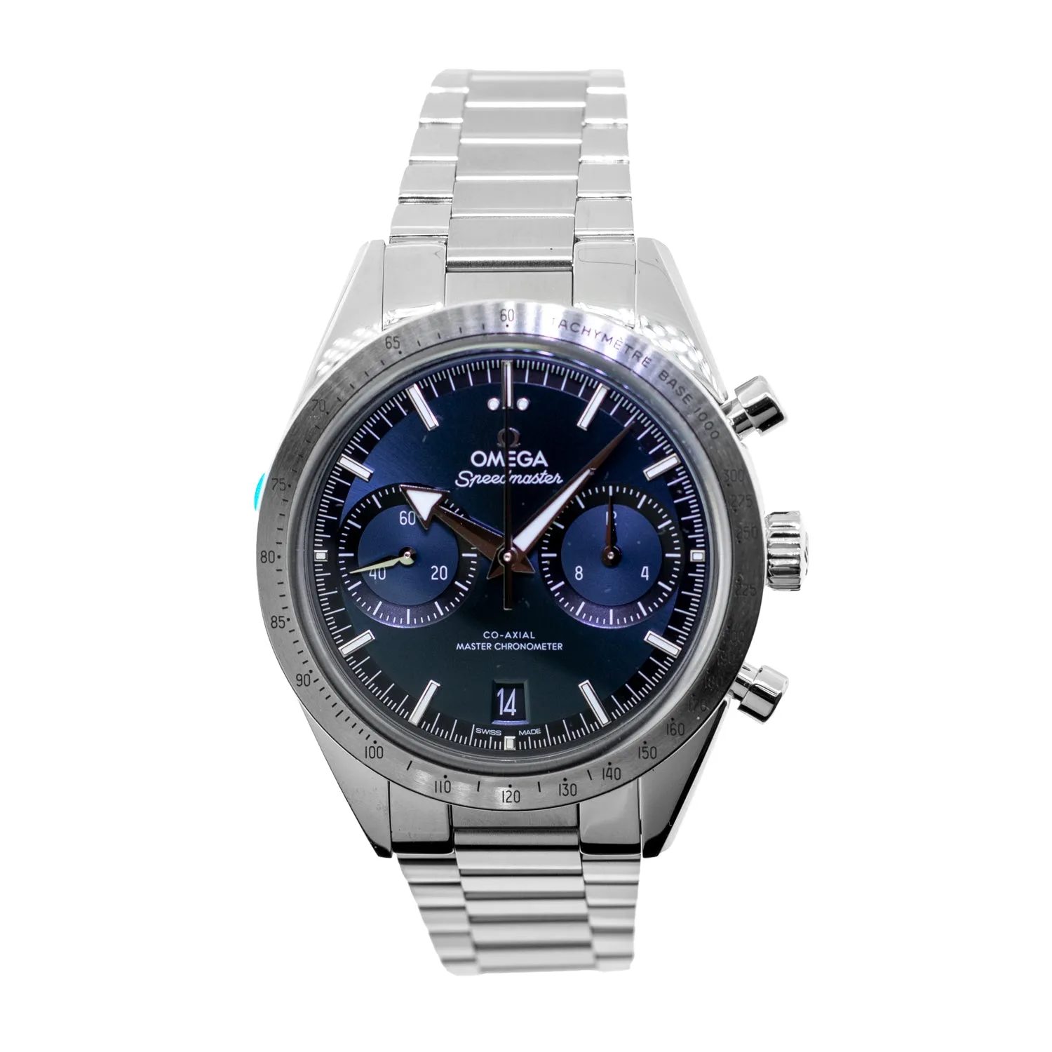 Omega Speedmaster Chronograph 40.5mm Stainless Steel Blue Index Dial 332.10.41.51.03.001